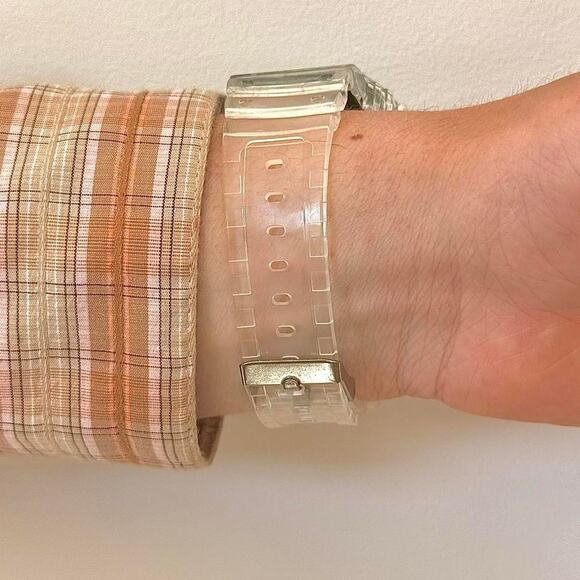 Clear Digital Watch White Accents Unisex Y2K Style Quartz New - Picture 7 of 12